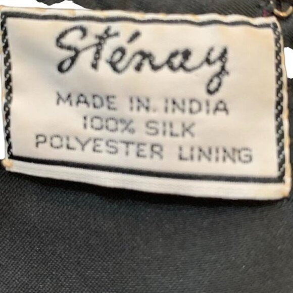 Vintage STENAY Black Beaded Sequin Silk Top Evening - Picture 3 of 5